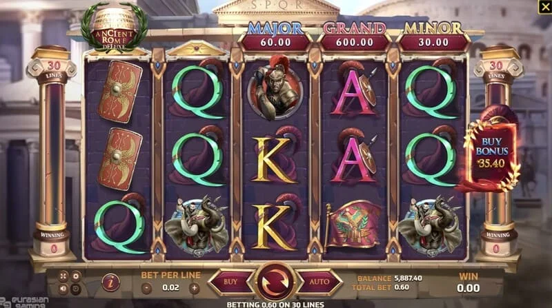 Ancient Rome Deluxe AI - modo de juego con línea ganadora